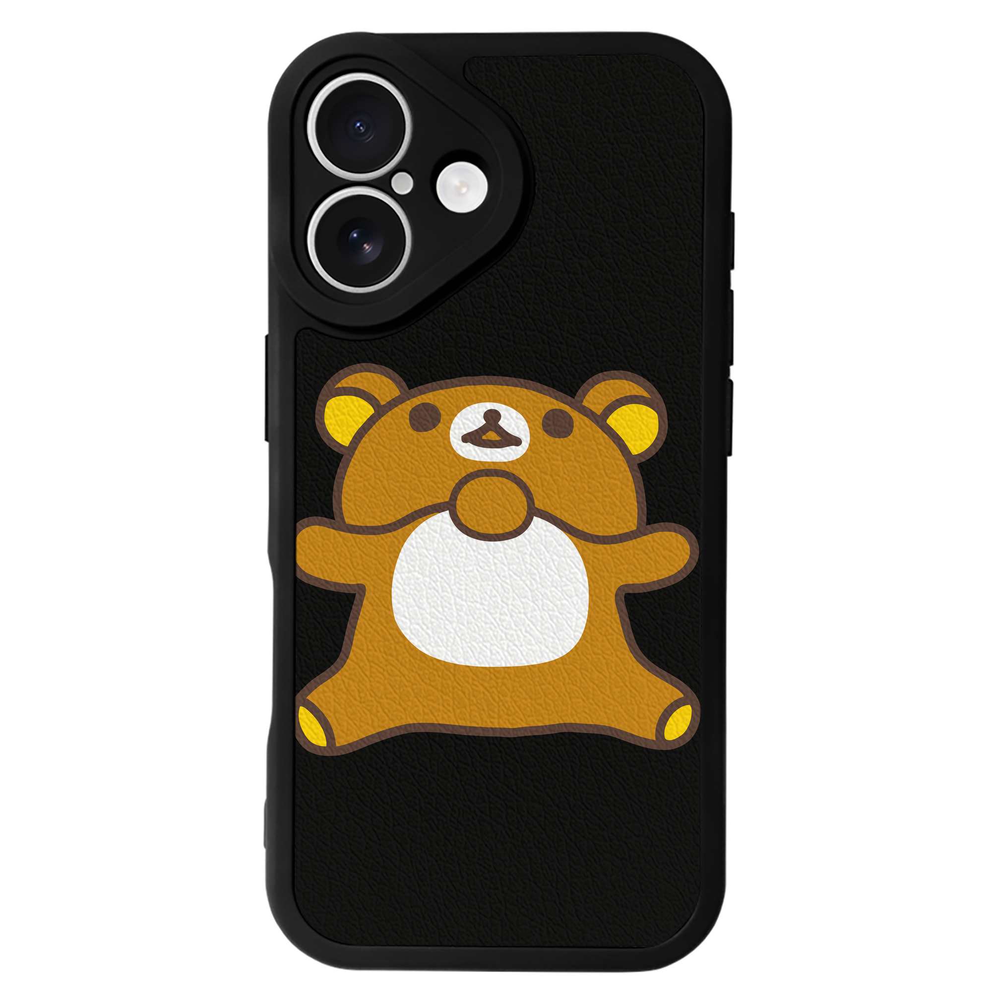 （画像用） リラックマ リラックマ キイロイトリ Rilakkuma Korilakkuma Kiiroitori 【iPhone 16シリーズ対応】シリコンスマホケース（レザー調） 材質：シリコン